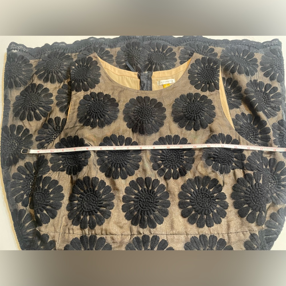 Leifsdottir Fit & Flare Sleeveless Sheer Black Dress with Tan Lining - Picture 7 of 16